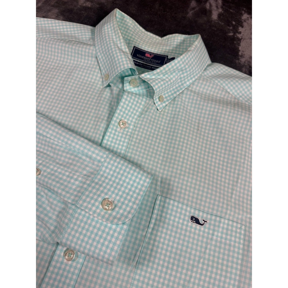 Vineyard Vines FLAW Slim Fit Tucker Shirt Men's  XXL  Button Down Shirt Gingham‎